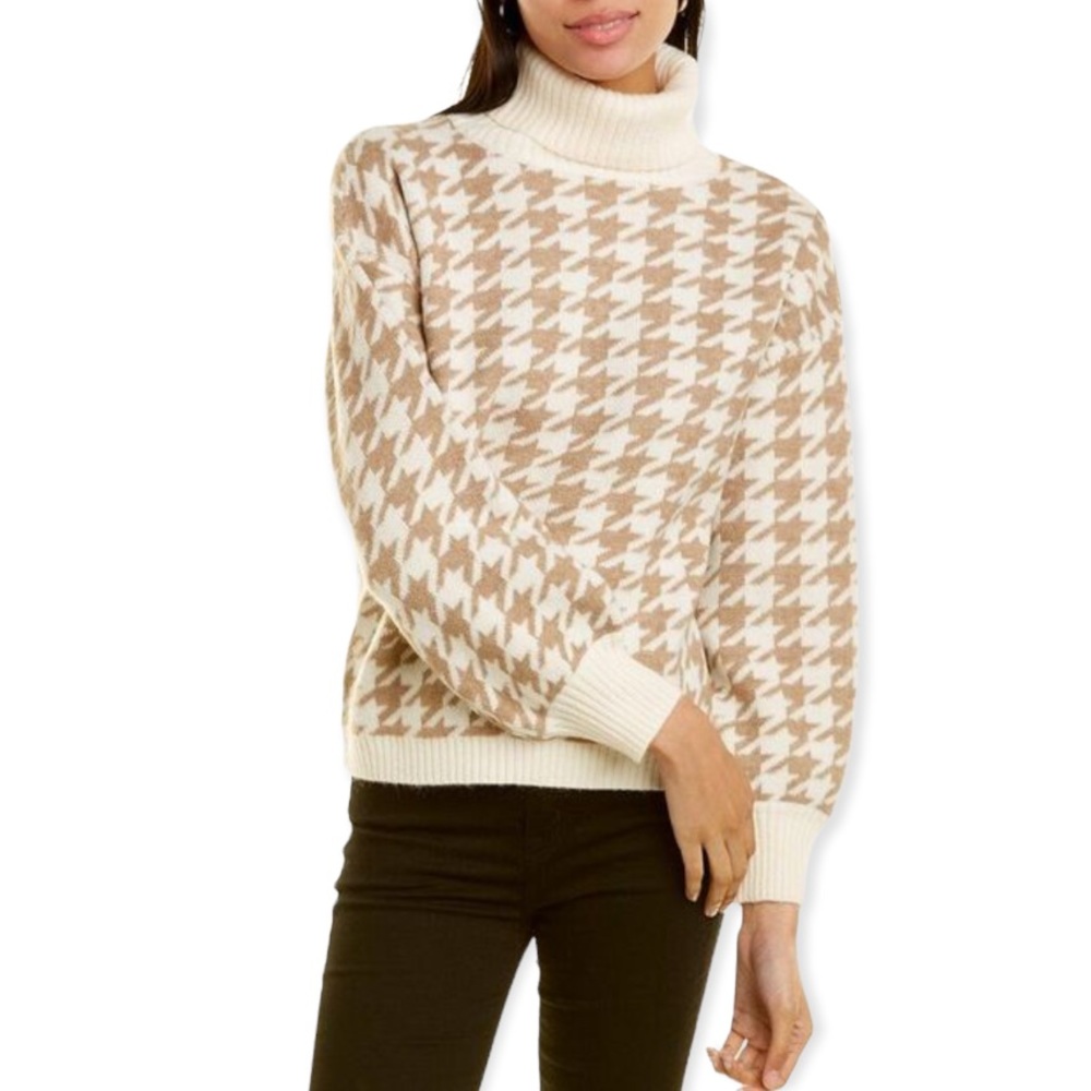 Love Token Houndstooth Turtleneck Sweater NWT